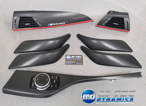 BMW F20 INTERIOR TRIM SET 4D CARBON / MATT RED ACCENT (CUSTOM)