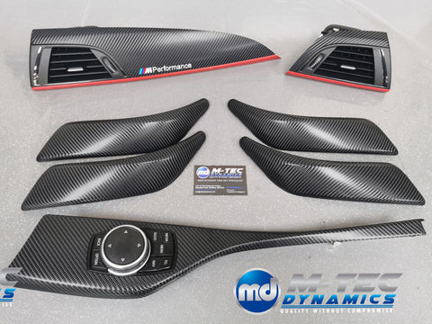 BMW F20 INTERIOR TRIM SET 4D CARBON / MATT RED ACCENT (CUSTOM)