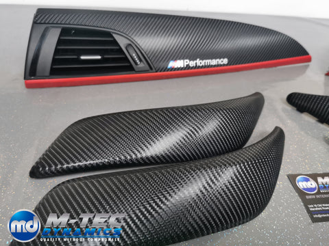 BMW F20 INTERIOR TRIM SET 4D CARBON / MATT RED ACCENT (CUSTOM)