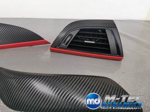 BMW F21 F22 TRIM SET 4D CARBON / MATT RED ACCENT