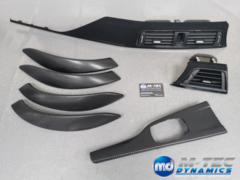 BMW F30 F31 F36 F80 M3 CUSTOM INTERIOR TRIM SET - 4D CARBON / ALCANTARA STYLE  / BLACK ACCENT