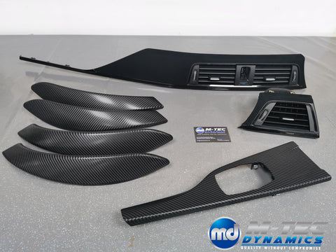 BMW F30 F31 F36 F80 M3 CUSTOM INTERIOR TRIM SET - 4D CARBON / ALCANTARA STYLE  / BLACK ACCENT