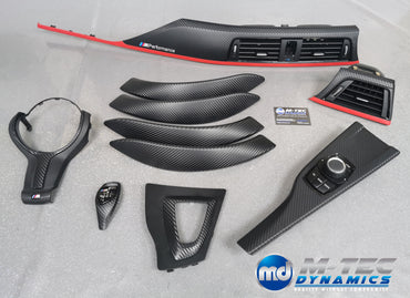 WRAPPING SERVICE - BMW F3X TRIM SET 3D CARBON / MATT RED ACCENT (CUSTOM)