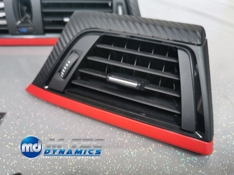 BMW F30 F31 F36 INTERIOR TRIM SET - 3D CARBON / MATT RED ACCENT (CUSTOM)