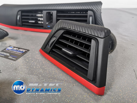 BMW F32 F36 INTERIOR TRIM SET - 3D CARBON / MATT RED ACCENT (CUSTOM)