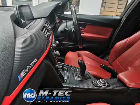 BMW F30 F31 F36 INTERIOR TRIM SET - 3D CARBON / MATT RED ACCENT (CUSTOM)