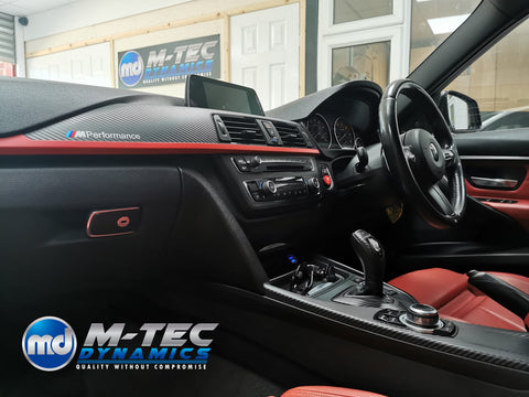 WRAPPING SERVICE - BMW F3X TRIM SET 3D CARBON / MATT RED ACCENT (CUSTOM)