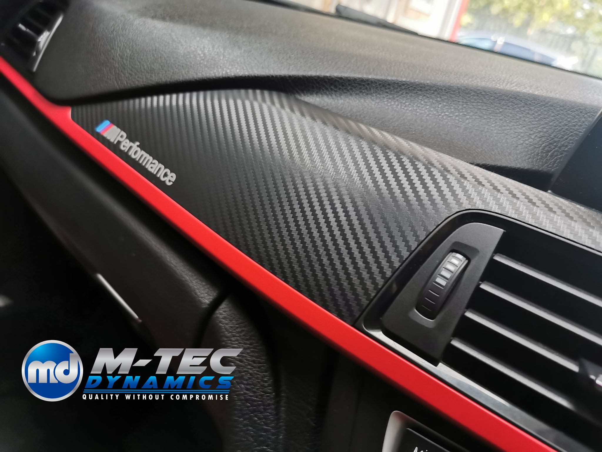 BMW F30 F31 F36 INTERIOR TRIM SET - 3D CARBON / MATT RED ACCENT (CUSTO ...