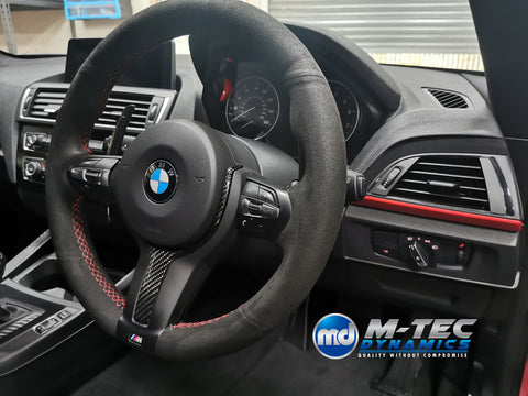 BMW F20 F21 F22 F23 CUSTOM INTERIOR TRIM SET - WRAPPING SERVICE - 4D CARBON / ALCANTARA / RED ACCENT