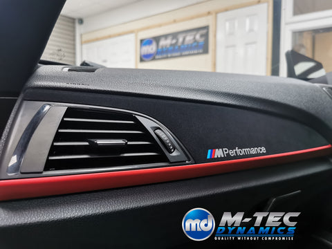 BMW F21 F22 CUSTOM INTERIOR TRIM SET - 4D CARBON / ALCANTARA / RED ACCENT