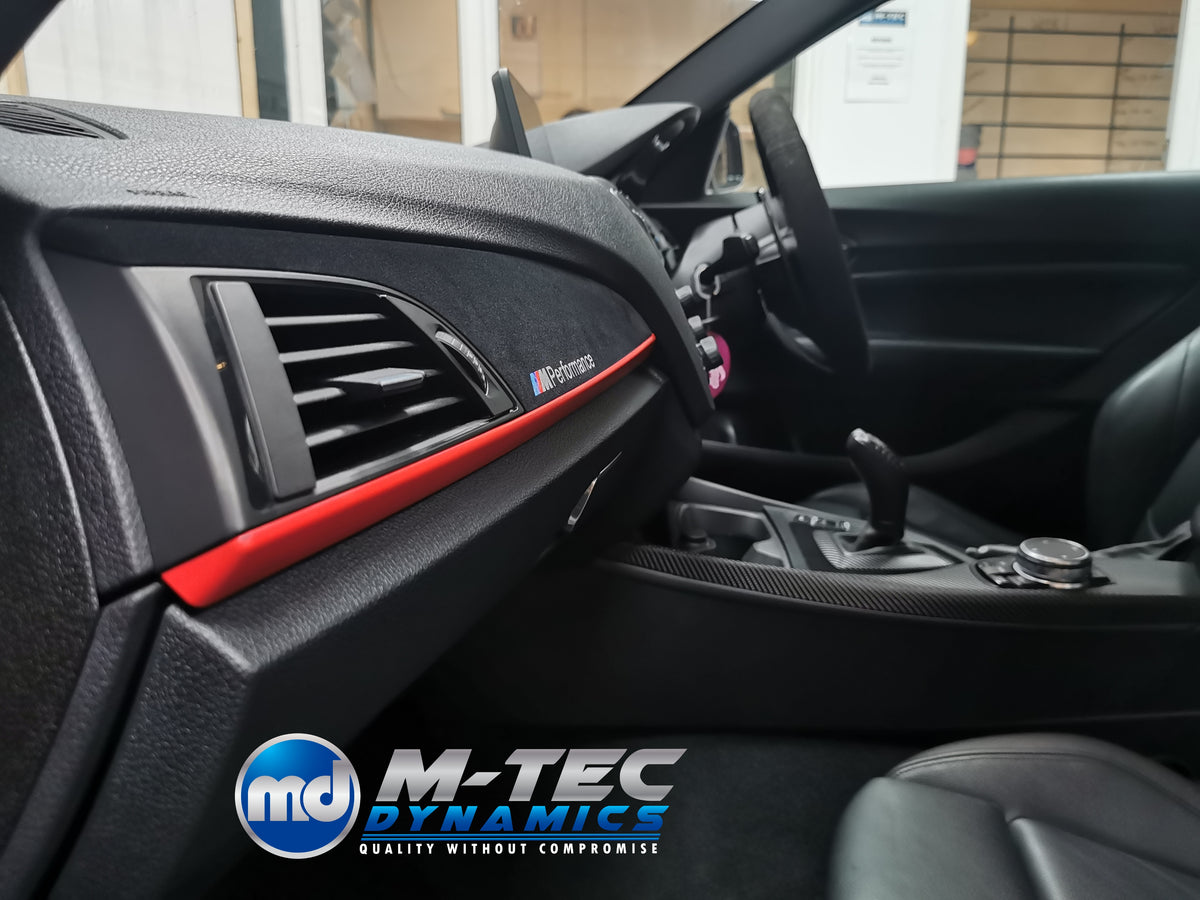 WRAPPING SERVICE - BMW F20 F21 F22 F23 CUSTOM INTERIOR TRIM SET - 4D CARBON / ALCANTARA / RED ACCENT