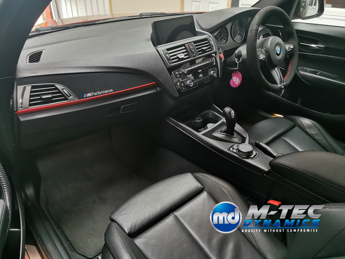 WRAPPING SERVICE - BMW F20 F21 F22 F23 CUSTOM INTERIOR TRIM SET - 4D CARBON / ALCANTARA / RED ACCENT