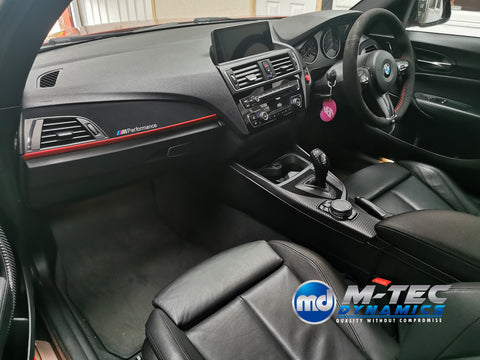 BMW F20 F21 F22 F23 CUSTOM INTERIOR TRIM SET - WRAPPING SERVICE - 4D CARBON / ALCANTARA / RED ACCENT