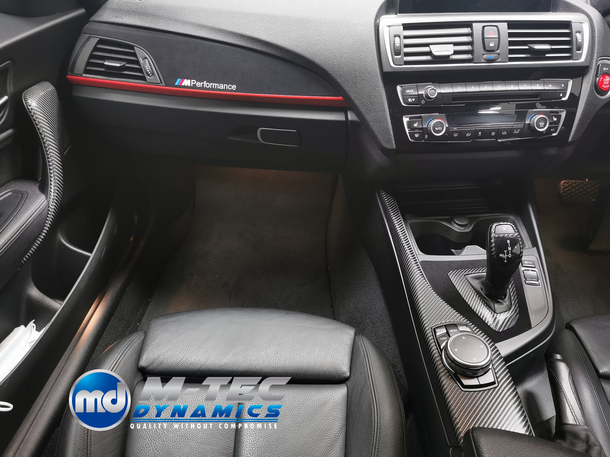 WRAPPING SERVICE - BMW F20 F21 F22 F23 CUSTOM INTERIOR TRIM SET - 4D CARBON / ALCANTARA / RED ACCENT