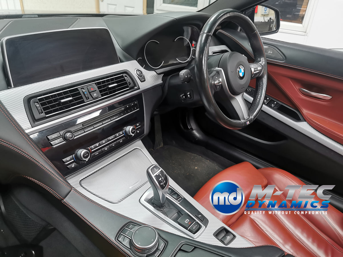 WRAPPING SERVICE - BMW 6-SERIES F12 F13 INTERIOR TRIM SET - SILVER 4D CARBON