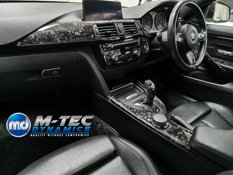 WRAPPING SERVICE - BMW F3X INTERIOR TRIM SET 3M FORGED CARBON / GLOSS BLACK ACCENT (CUSTOM) F30 F31 F32 F33 F36