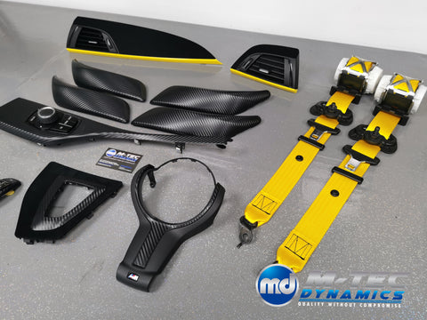 BMW F20 F21 F22 CUSTOM INTERIOR TRIM SET & SEAT BELT PACKAGE (YELLOW)