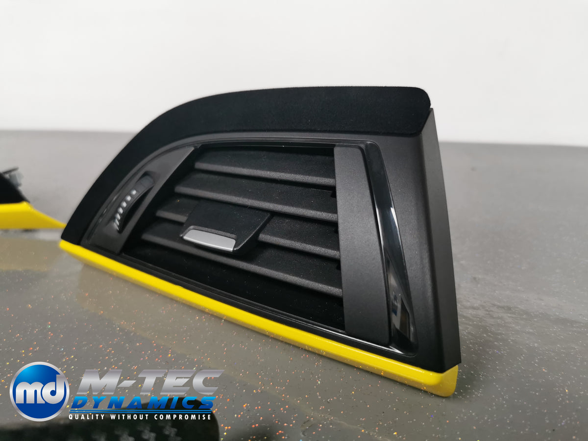 WRAPPING SERVICE - BMW F20 F21 F22 F23 CUSTOM INTERIOR TRIM SET - 3D CARBON / ALCANTARA / YELLOW ACCENT