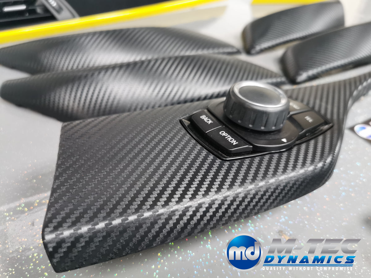 WRAPPING SERVICE - BMW F20 F21 F22 F23 CUSTOM INTERIOR TRIM SET - 3D CARBON / ALCANTARA / YELLOW ACCENT