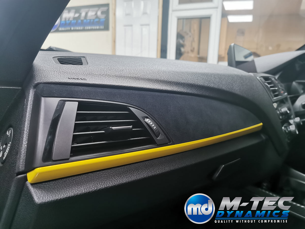 WRAPPING SERVICE - BMW F20 F21 F22 F23 CUSTOM INTERIOR TRIM SET - 3D CARBON / ALCANTARA / YELLOW ACCENT