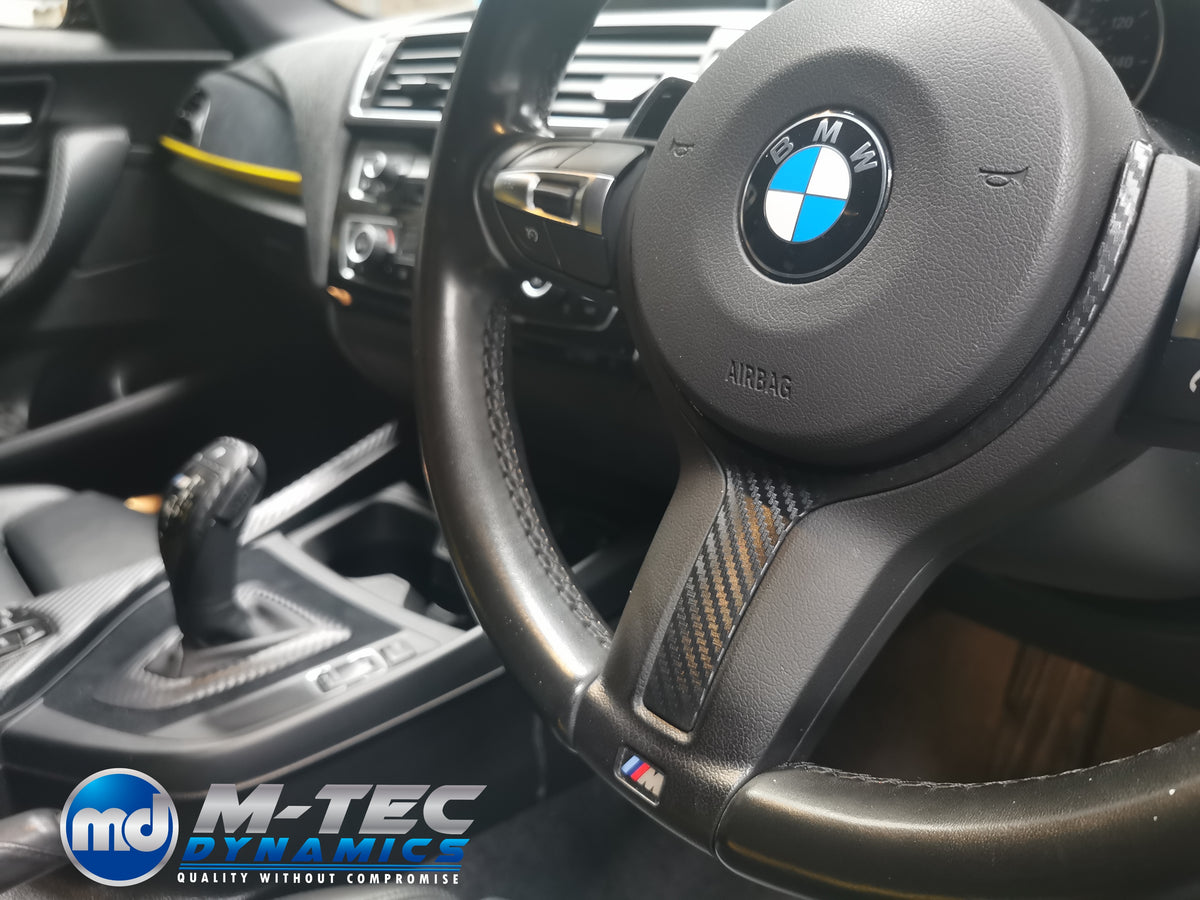 WRAPPING SERVICE - BMW F20 F21 F22 F23 CUSTOM INTERIOR TRIM SET - 3D CARBON / ALCANTARA / YELLOW ACCENT