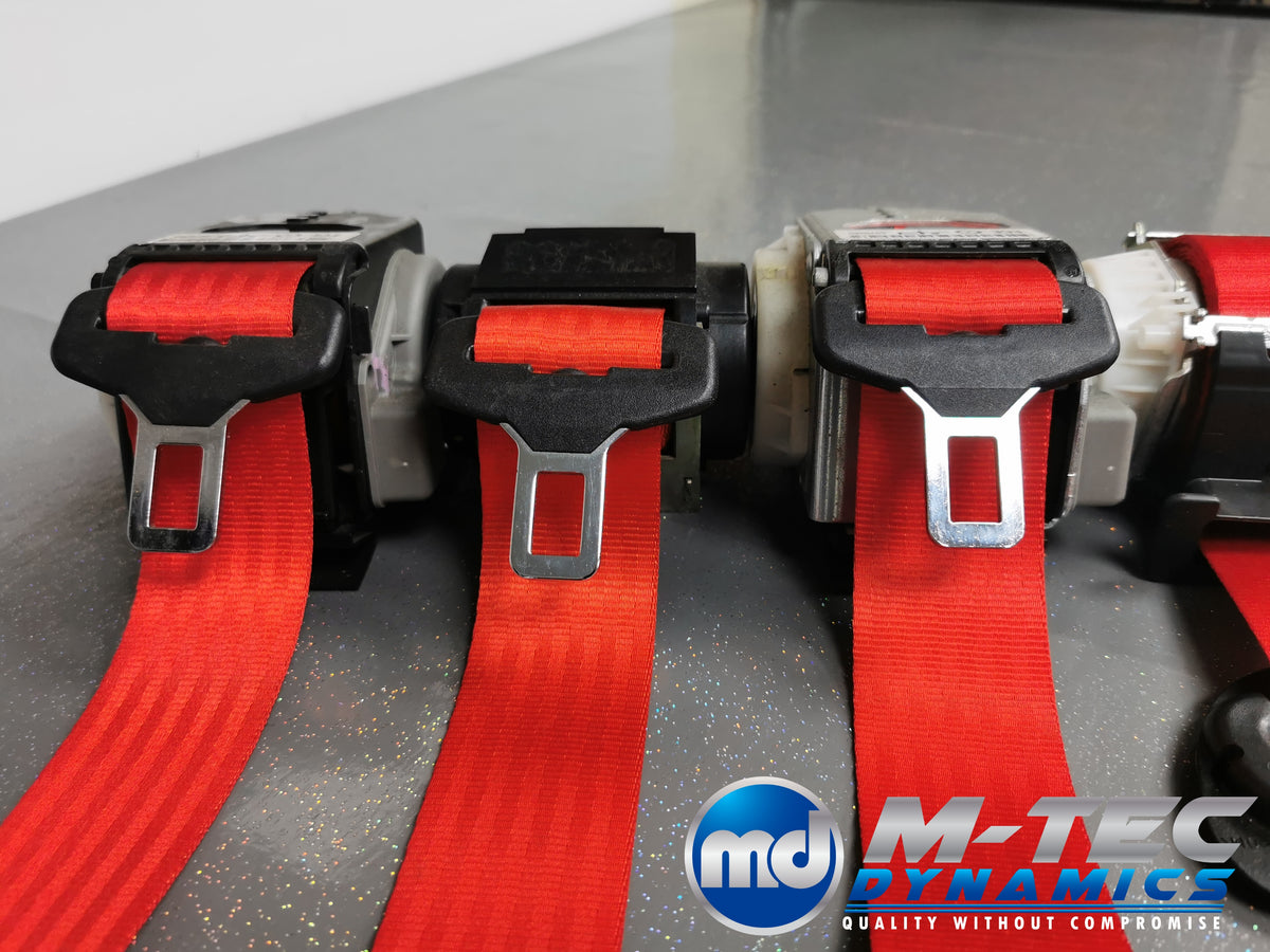 BMW 3-SERIES E90 SALOON (M3) RED FRONT & REAR SEAT BELT SET