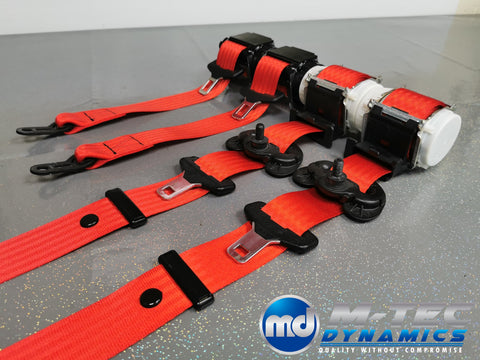 BMW 2-SERIES F22 COUPE RED FRONT & REAR SEAT BELT SET