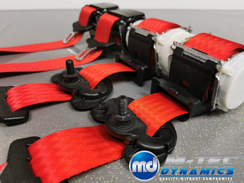 BMW 2-SERIES F22 COUPE RED FRONT & REAR SEAT BELT SET