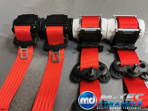 BMW 2-SERIES F22 COUPE RED FRONT & REAR SEAT BELT SET