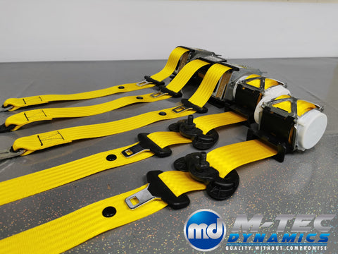 BMW 3-SERIES E90 SALOON (M3) YELLOW FRONT & REAR SEAT BELT SET