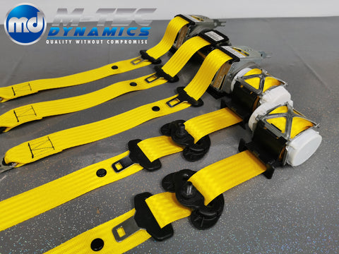 BMW 3-SERIES E90 SALOON (M3) YELLOW FRONT & REAR SEAT BELT SET