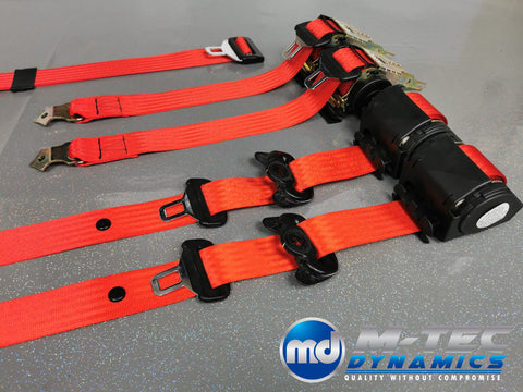 BMW E46 M3 COUPE RED FRONT & REAR SEAT BELT SET (LAP BELT)