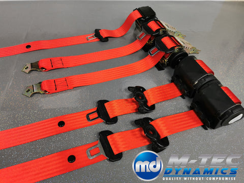 BMW E46 M3 COUPE RED FRONT & REAR SEAT BELT SET