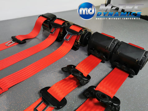 BMW E46 M3 COUPE RED FRONT & REAR SEAT BELT SET