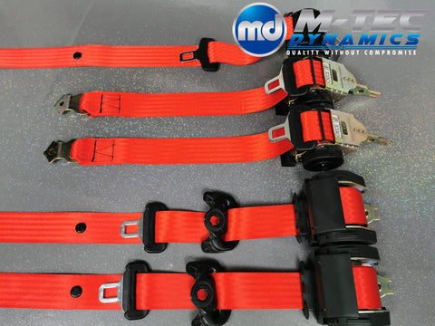 BMW E46 M3 COUPE RED FRONT & REAR SEAT BELT SET