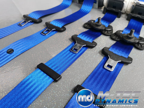 BMW 4-SERIES F32 / F82 M4 COUPE BLUE FRONT & REAR SEAT BELT SET