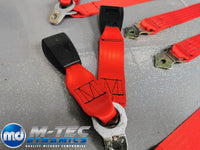 BMW E46 M3 COUPE RED COMPLETE FRONT & REAR SEAT BELT SET (LAP BELT)