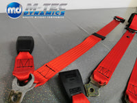 BMW E46 M3 COUPE RED COMPLETE FRONT & REAR SEAT BELT SET (LAP BELT)