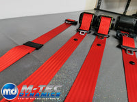 BMW E46 M3 COUPE RED COMPLETE FRONT & REAR SEAT BELT SET (LAP BELT)