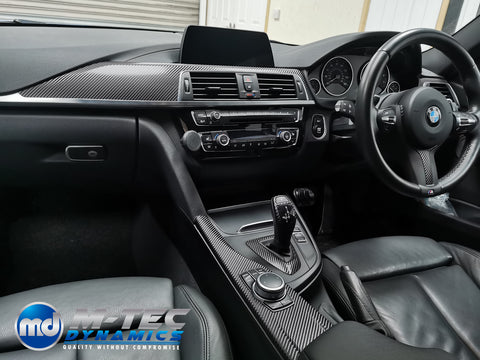 WRAPPING SERVICE - BMW F3X INTERIOR TRIM SET - 4D CARBON / SILVER ACCENT - F30 F31 F34 F32 F36
