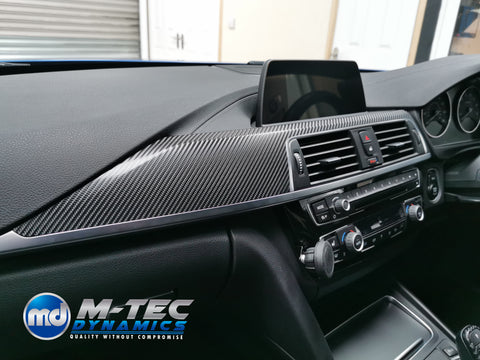 WRAPPING SERVICE - BMW F3X INTERIOR TRIM SET - 4D CARBON / SILVER ACCENT - F30 F31 F34 F32 F36