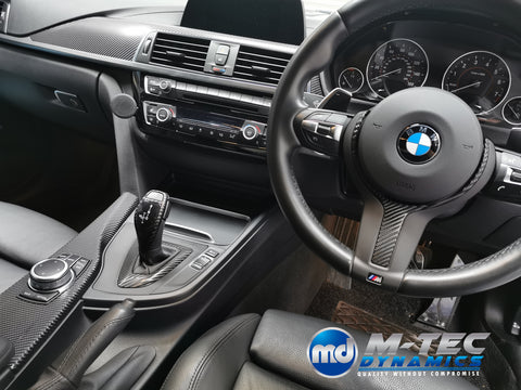 WRAPPING SERVICE - BMW F3X INTERIOR TRIM SET - 4D CARBON / SILVER ACCENT - F30 F31 F34 F32 F36