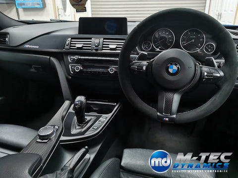 WRAPPING SERVICE - BMW F3X INTERIOR TRIM SET - PERFORMANCE STYLE / DEEP TEXTURED GLOSSY CARBON (MTD-TEX) F30 F31 F32 F33 F36