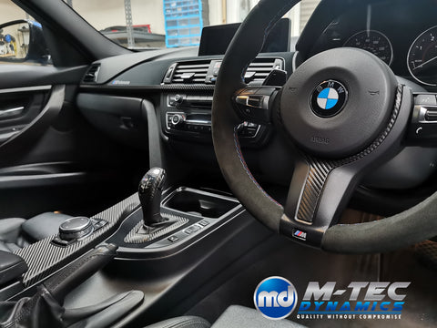 WRAPPING SERVICE - BMW F3X INTERIOR TRIM SET - PERFORMANCE STYLE / DEEP TEXTURED GLOSSY CARBON (MTD-TEX) F30 F31 F32 F33 F36