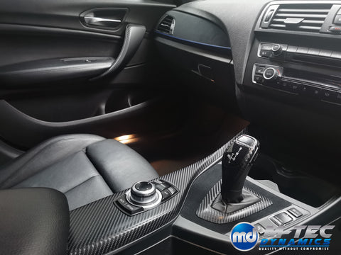BMW F20 F21 F22 F23 CUSTOM INTERIOR TRIM SET - WRAPPING SERVICE - 4D CARBON / ALCANTARA / BLUE ACCENT