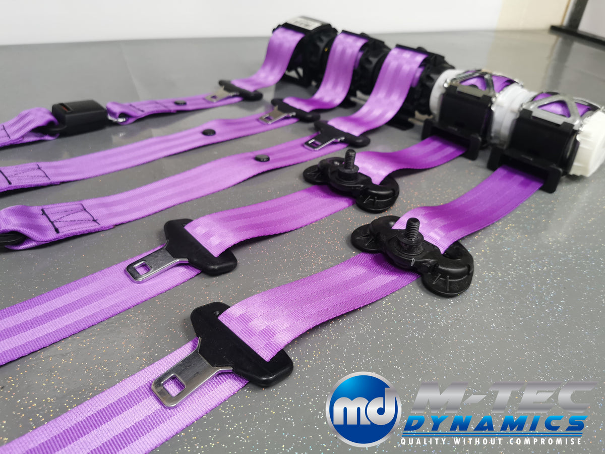 BMW 3-SERIES F30 / F80 M3 SALOON PURPLE VIOLET FRONT & REAR SEAT BELT SET