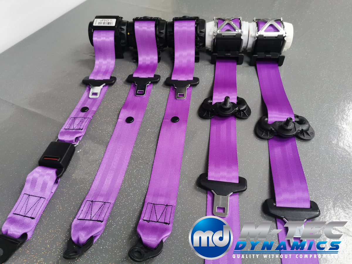 BMW 3-SERIES F30 / F80 M3 SALOON PURPLE VIOLET FRONT & REAR SEAT BELT SET