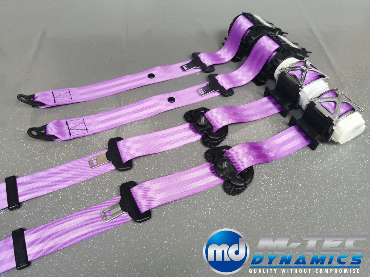 BMW 2-SERIES F22 / F87 M2 COUPE PURPLE VIOLET FRONT & REAR SEAT BELT SET