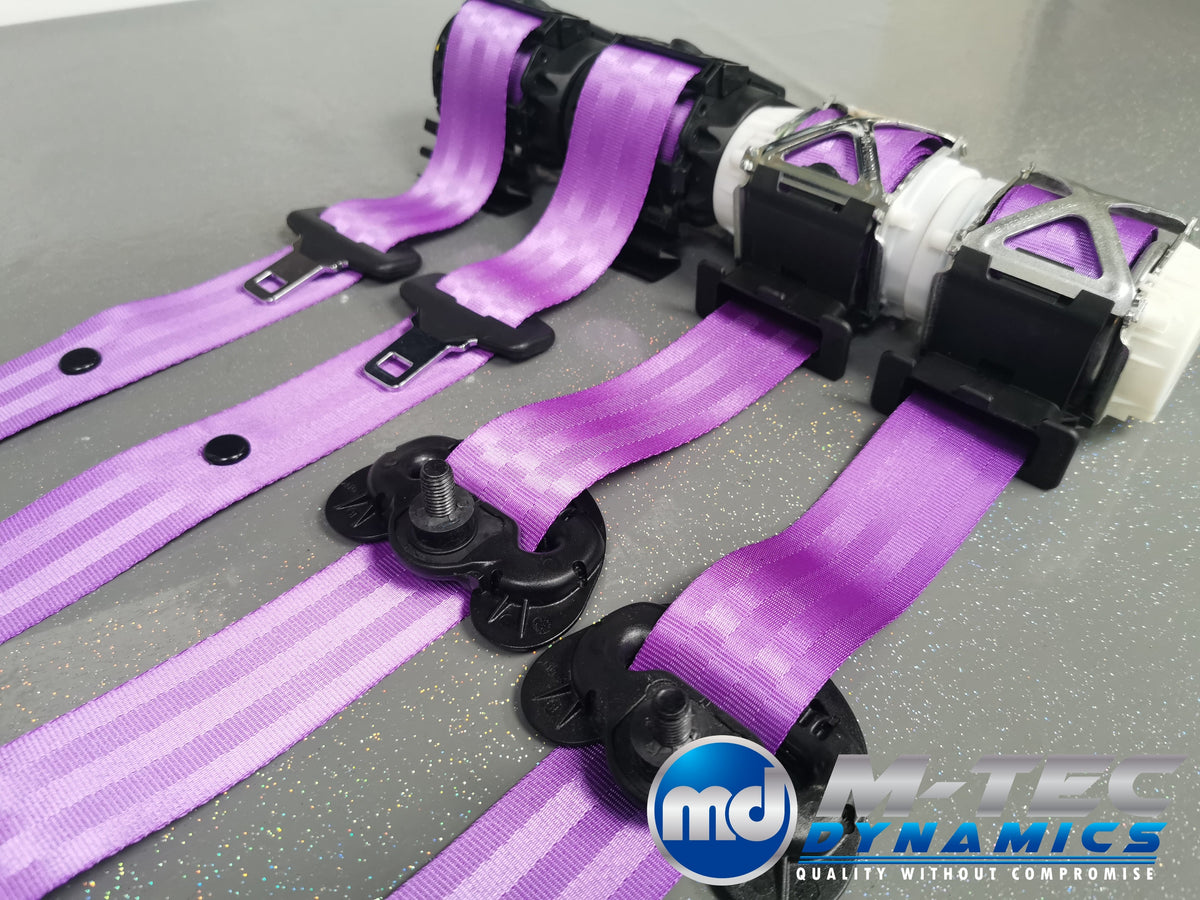 BMW 2-SERIES F22 / F87 M2 COUPE PURPLE VIOLET FRONT & REAR SEAT BELT SET