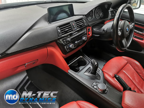 BMW F30 F31 F32 INTERIOR TRIM SET & SEAT BELT PACKAGE (COMPETITION) - DEEP TEXTURED GLOSSY CARBON (MTD-TEX)